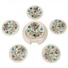 Marble Coaster Set Gems Stone Inlaid 6 pcs Tea Coaster Drinkware Barware coaster