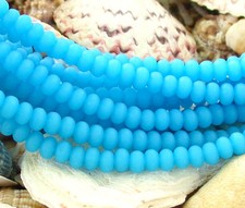 PICK COLOR 8" 4mm small rondelle sea beach glass beads frosted recycled matte