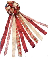 CHRISTMAS BOW TREE TOPPER LARGE  12x36 USA SHIPS FLUFFED Tree topper Handmade