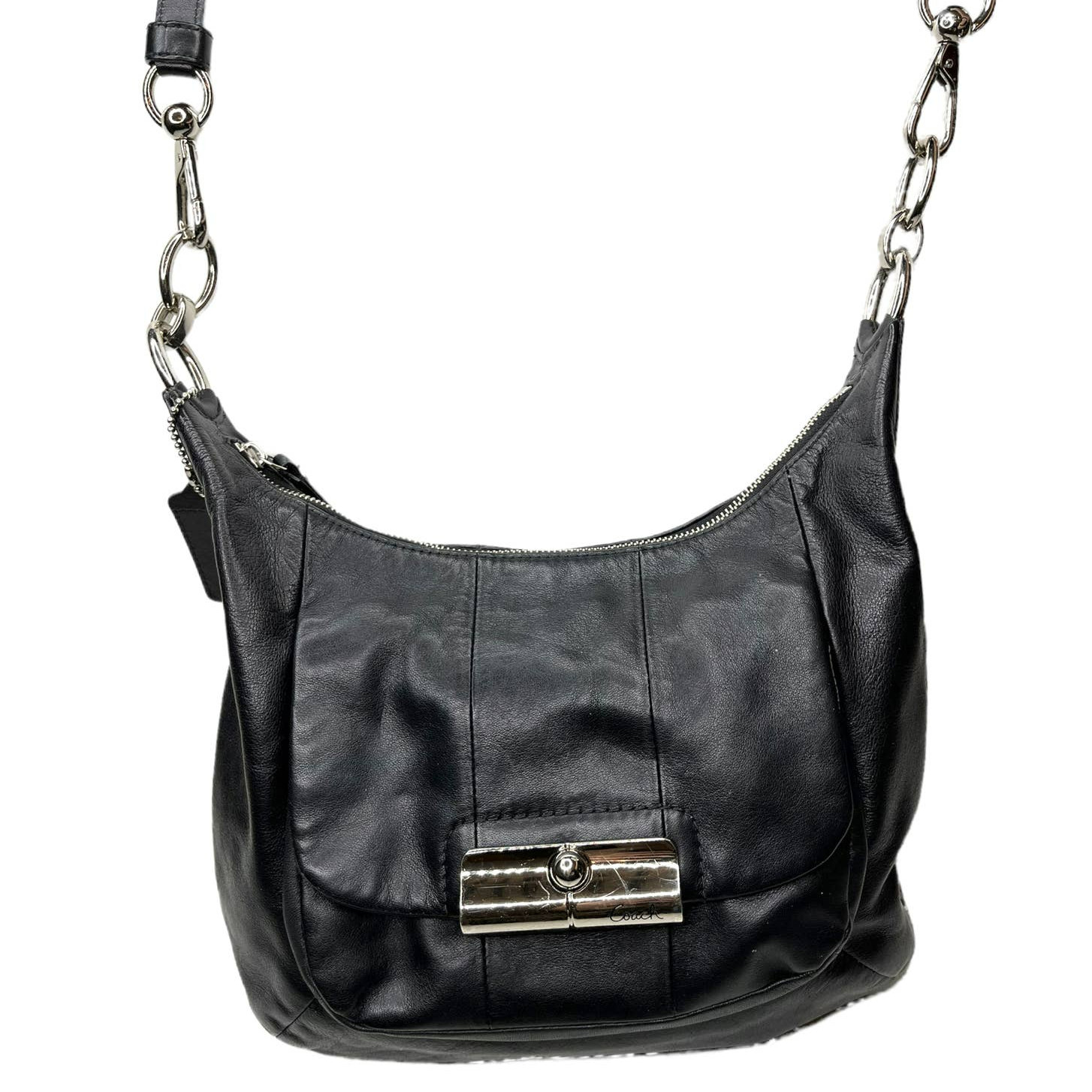 Coach Black Leather Crossbody Hobo Bag Gem