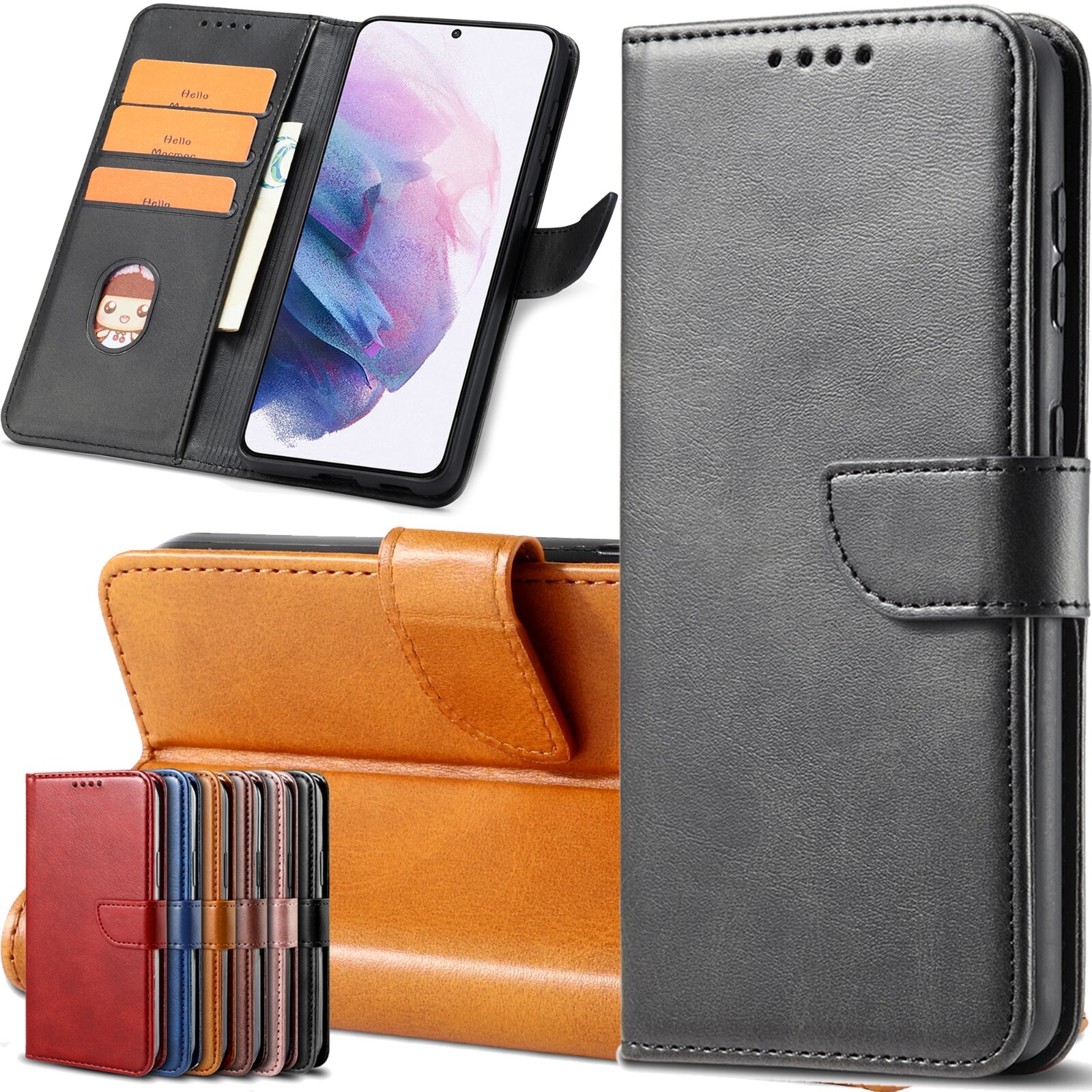 Slim Card Holder Wallet Flip Cover for Samsung Galaxy S24 S23 S22 S21 S20FE-image