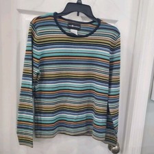 Womens SAG HARBOR Size Medium Long Sleeve Striped Multi Colored Sweater