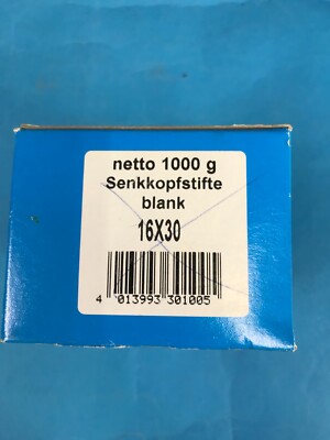 Unimet Senkkopfstifte blank 16x30, ca. 1 kg, Nagel Nägel Stift Stifte Senkkopf