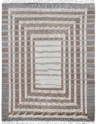 Tribal Geometric Hand-Knotted Moroccan Oriental Area Rug Natural Dye Carpet 8x10