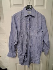 Charles Tyrwhitt Blue White Check Shirt UK 16 Long Sleeve Cotton Jermyn London.