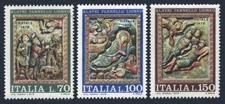 Italy 1210-1212, MNH. Michel 1513-1515. Christmas 1975. Painted wood panels.