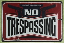 metal bar signs No Trespassing gun art poster tin metal sign