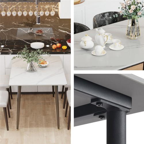 Oversize Slate Kitchen Dining Table Marble Counter-height Table Solid Metal Legs - Picture 11 of 22