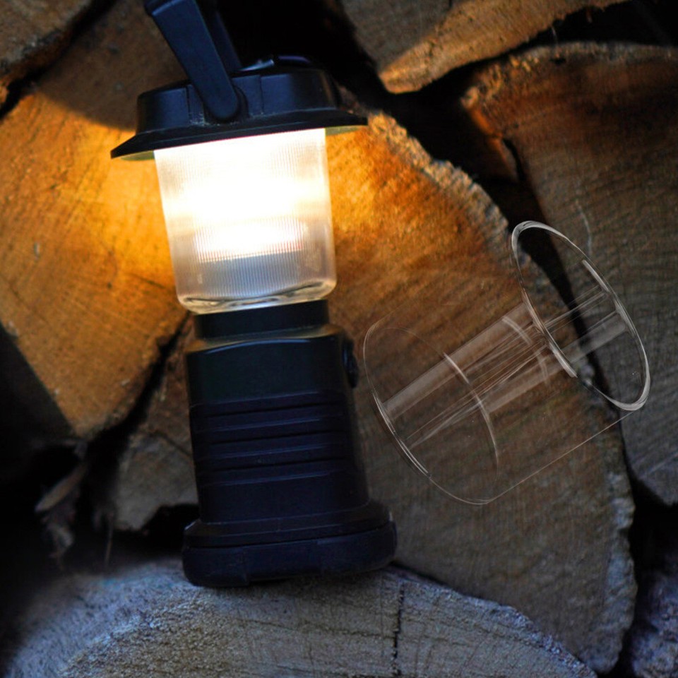 Gas Camping Lantern Mini Taper Candles Lamp Glass Shade Outdoor