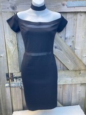 NEW GUESS BLACK STRETCH SHORT CHOKER NECK OFF SHOULDER BODYCON PARTY DRESS UK12