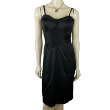 BCBG Paris spaghetti strap formal Cocktail sheath party black dress size 8