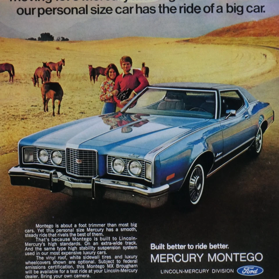 1973 Mercury Montego Vintage Cavalos Selvagens Impressão Original Anúncio 8,5 X 11" - Imagem 4 de 4