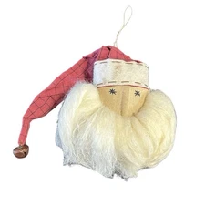 Santa Claus Head 16” Hanging Primitive Country Christmas Farmhouse Decor Rustic
