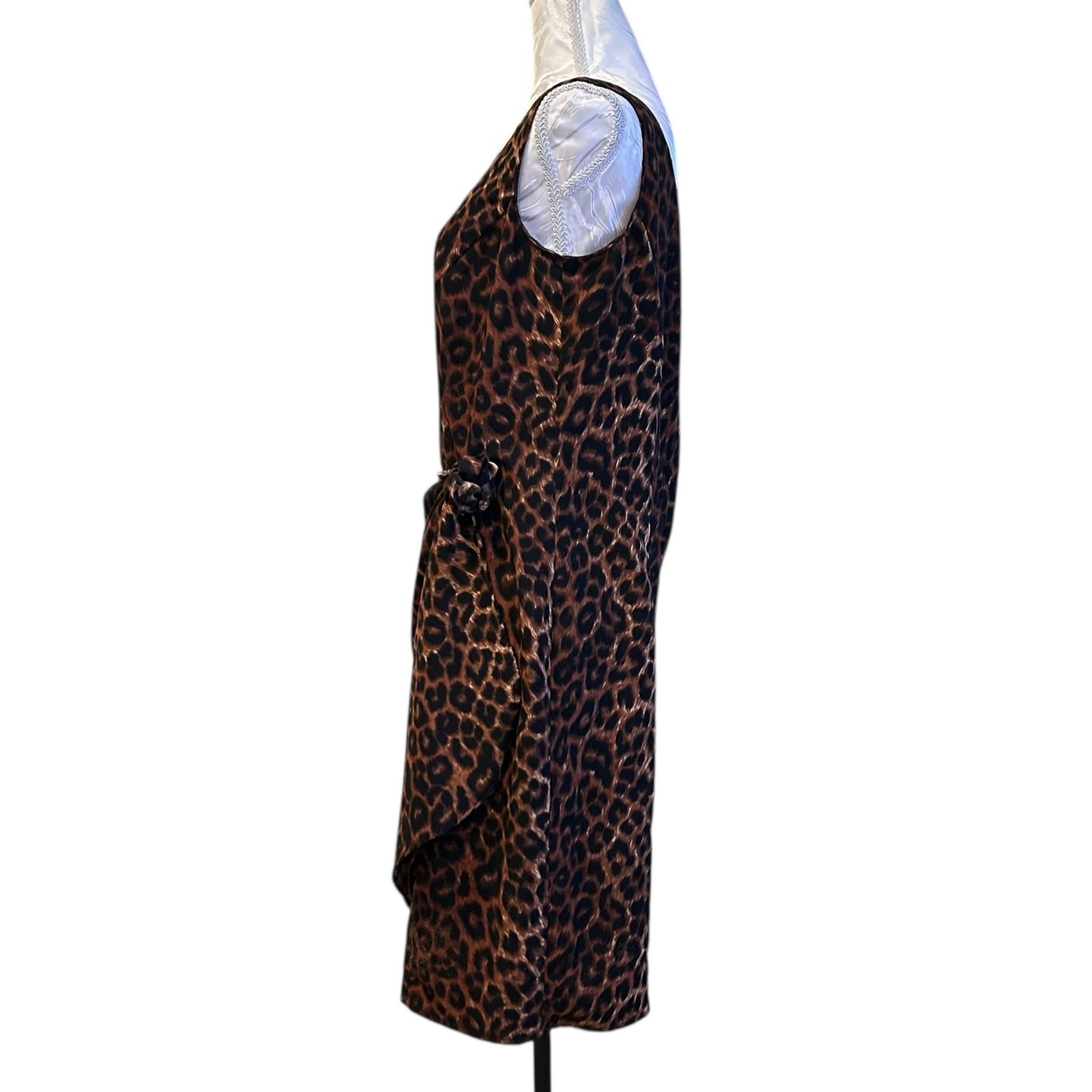 Vintage Basic Editions Leopard Print Wrap Dress S… - image 11