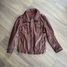 Superdry Herren Lederjacke braun – Echtleder – Used Look – Gr. M