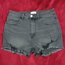 Forever 21 Women's Gray Denim Cut-Off Shorts High Rise Stretch Pockets Size 30