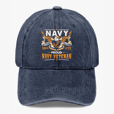 Proud Navy Veteran Hat Patriotic Military Dad Adjustable Baseball Cap