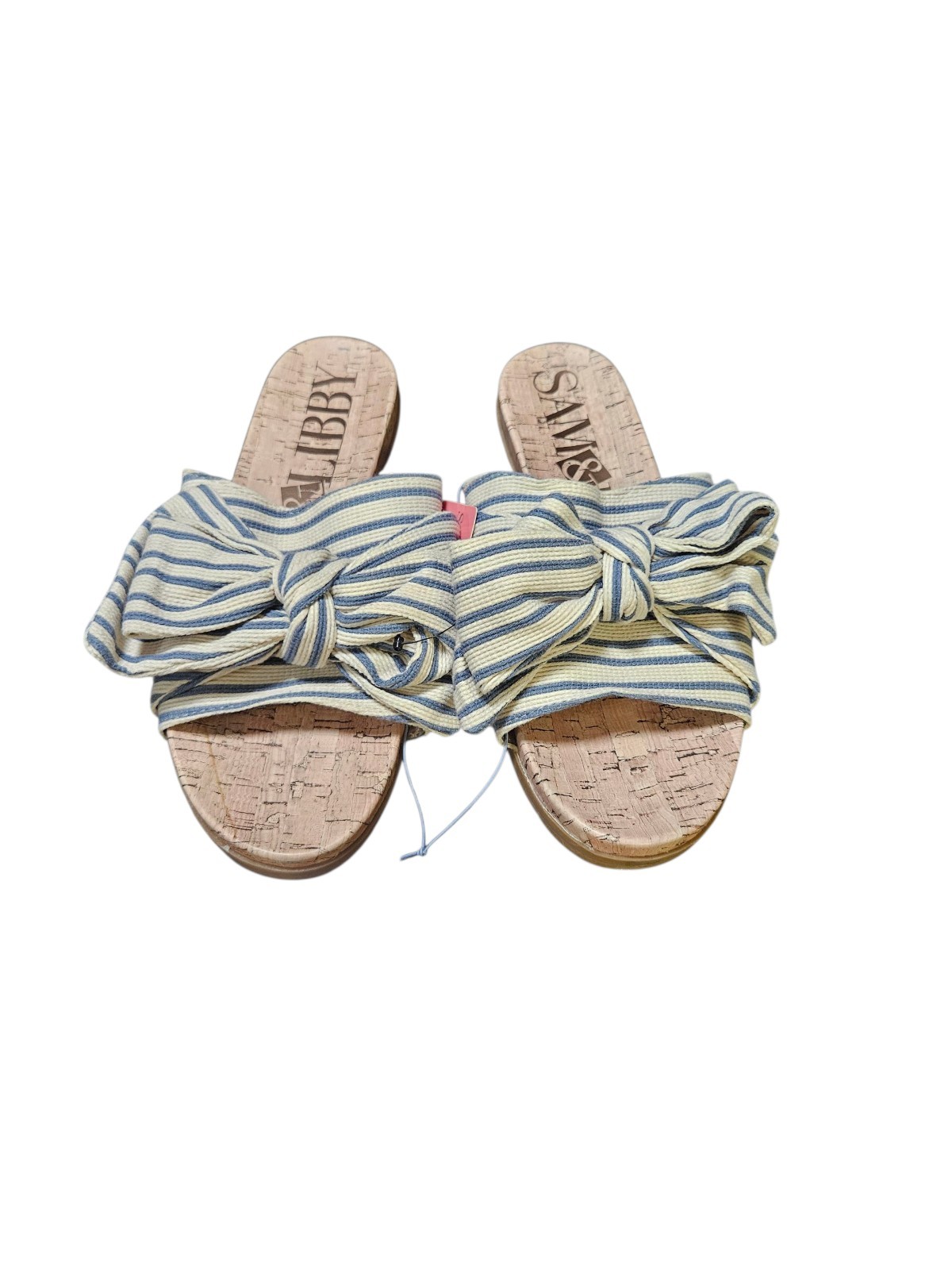 SAOLA Sandali donna Sam & Libby 7 slide blu fiocco suola sughero scarpe