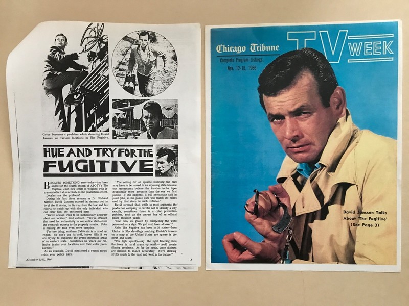 Copy of CHICAGO TRIBUNE TV WEEK, Nov/1966, article, "David Janssen/"Fugitive"
