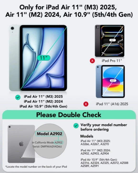 ESR iPad Air 11" (M3/M2) Flex 键盘保护壳,超轻可拆卸键盘 — 第 2/4 张图片