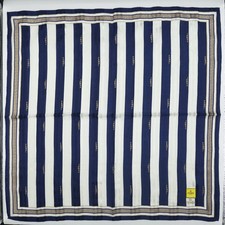 Fendi Roma Navy Blue Logo Vertical Pattern Pocket Square Cotton Scarf 23"x22.5"