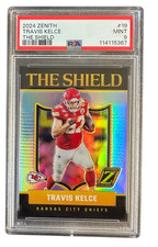 Travis Kelce 2024 Panini Zenith The Shield Prizm #19 Case Hit SSP PSA 9 POP 1