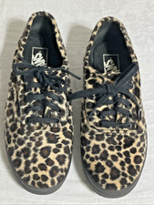 Vans Animal/Leopard Print Faux Fur Sneakers Low Top Shoes Women 8 Casual Skate