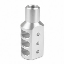 SILVER Muzzle Brake 1/2x28 TPI for .223 556 .22LR 5.7x28 Hard Anodized w/ Washer