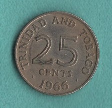 1966 Trinidad and Tobago 25 Cents, Queen Elizabeth II