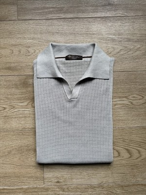 Loro Piana Herren Poloshirt Seidenmischung grau Gr. 48
