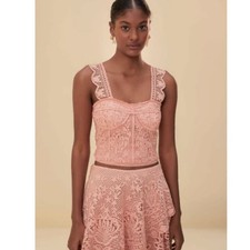 FARM Rio Light Pink Guipire Sleeveless Corset Top.