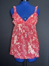 Vtg Y2k Victoria s Secret Pink Floral Babydoll Lingerie Top Sz MEDIUM