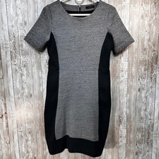 J.Crew Womens Sheath Dress Gray Black Colorblock Career Short Sleeve - Size M