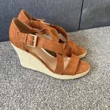 Dune Kissimo Camel Brown Espadrille Wedge Strappy heels sandals Size 40 UK 7