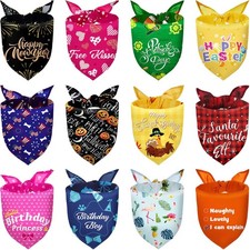 12 Pieces Holiday Dog Bandanas Halloween Dog Scarf Birthday Daily Thanksgivin...