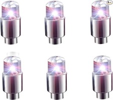 4 Pcs Led Tire Valve Stem Cap Lights 360 Degree Visibility Rotating Flash Wate