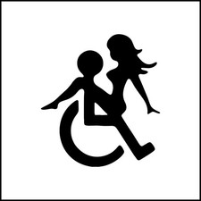 Handicapped Wheelchair Girl On Guy Funny Vinyl Decal