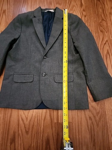Cat & Jack Blazer Boys Size 7 Gray 2-Button Jacket Lined Wedding Church Family - Picture 3 of 10