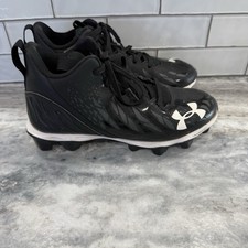 Under Armour Youth Football Cleats Black White Size 2Y Molded Lace-Up EU 33.5