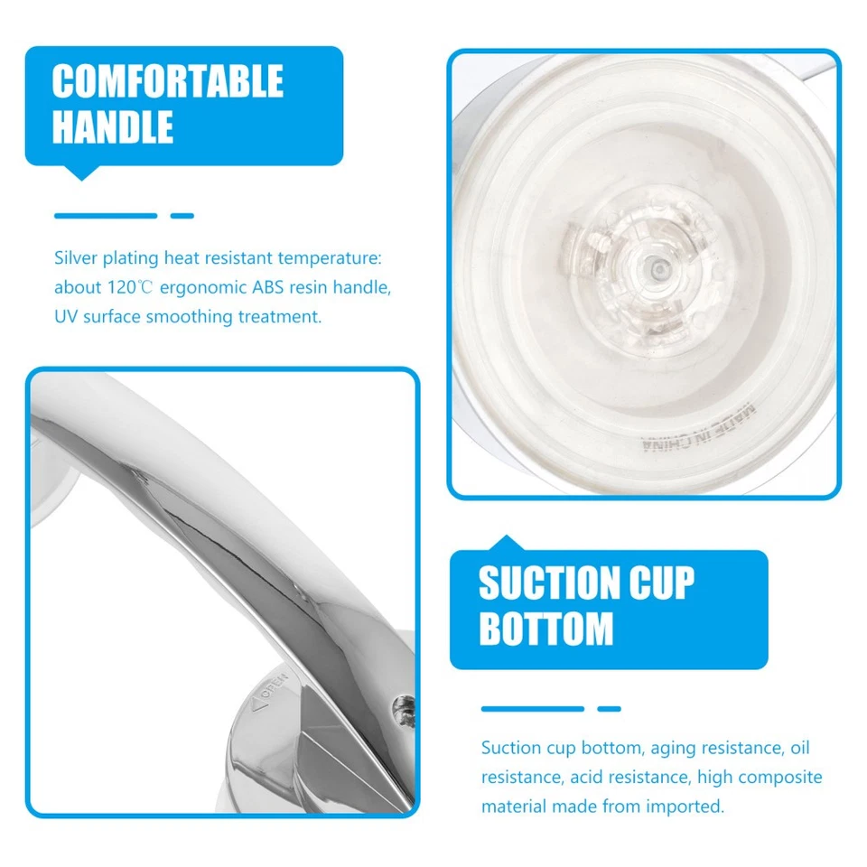 Maniglie per porte in plastica portatili con ventosa da bagno, 2 pezzi (Argento) - Immagine 2 di 4