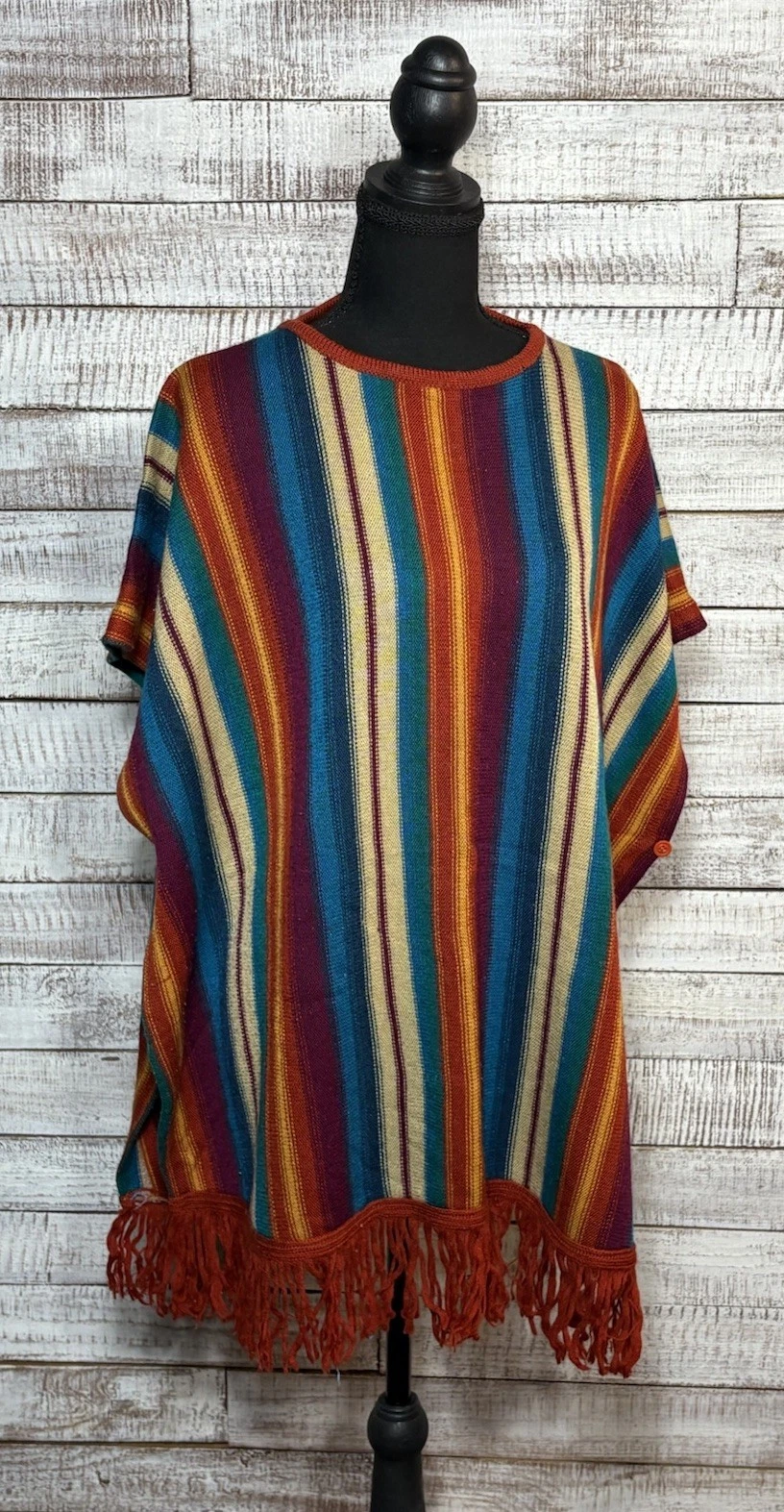 Vintage Renee Tener for Outlander Wool Blend Southwestern Boho Striped Poncho OS
Opens in a new wind