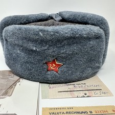 Original Soviet USSR Military Ushanka Fur Hat Size 56 56cm Cold War Winter