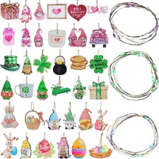 Valentines Day Decor Tree Decorations Set 72 Pcs Wood Hanging Ornaments for Vale