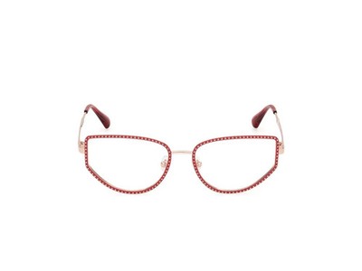 Max &Co MO5122 066 Red Geometric Optical Eyeglasses Metal Frame 55-17-140