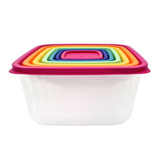 Mainstays Plastic Rainbow Food Storage Set, Multi Color, 14 Count, Best Used for