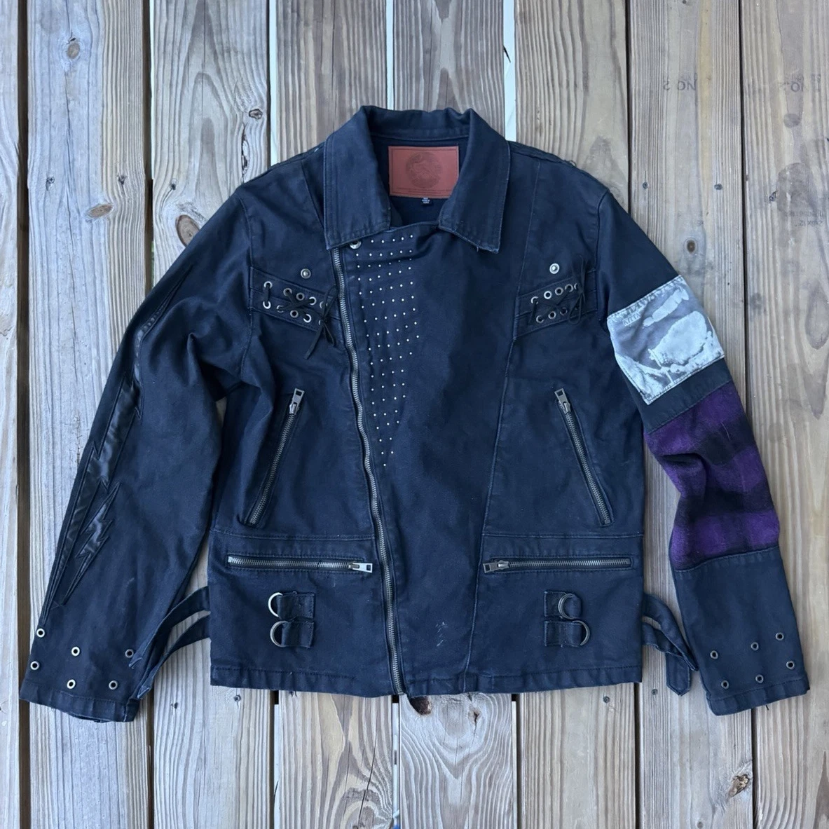Denim jacket punk rock band street art hi-res stock photography 