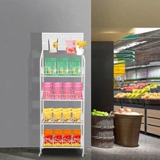 4-Tier Retail Display Rack/Shelf/Frame/Stand Shop Freestand Snack Metal White