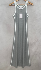 AveNew4U Steel Grey White Contrast Trim Maxi Dress Sleeveless Bodycon Style M