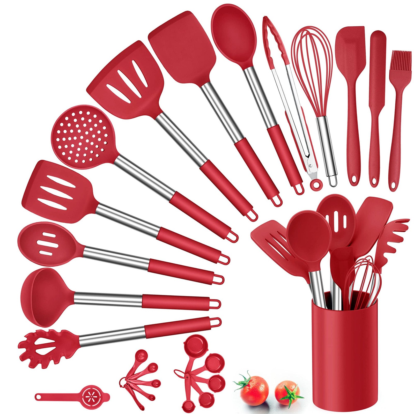Herogo Set 25 Utensili Cucina Silicone con Supporto | Antiaderente - 1