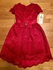 NWT Rare Editions Girls Holiday Red Lace Christmas Dress - Size 10 - Hi/Low Hem